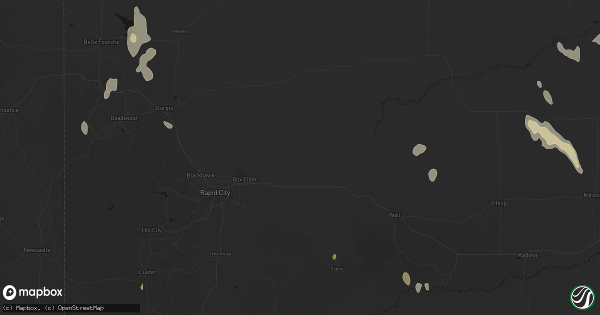 Hail map in New Underwood, SD on May 30, 2026