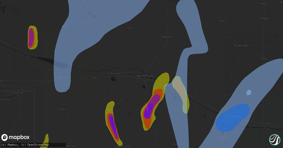 Hail map in North Platte, NE on May 30, 2026