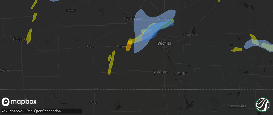 Hail map in Norwich, KS on May 30, 2026