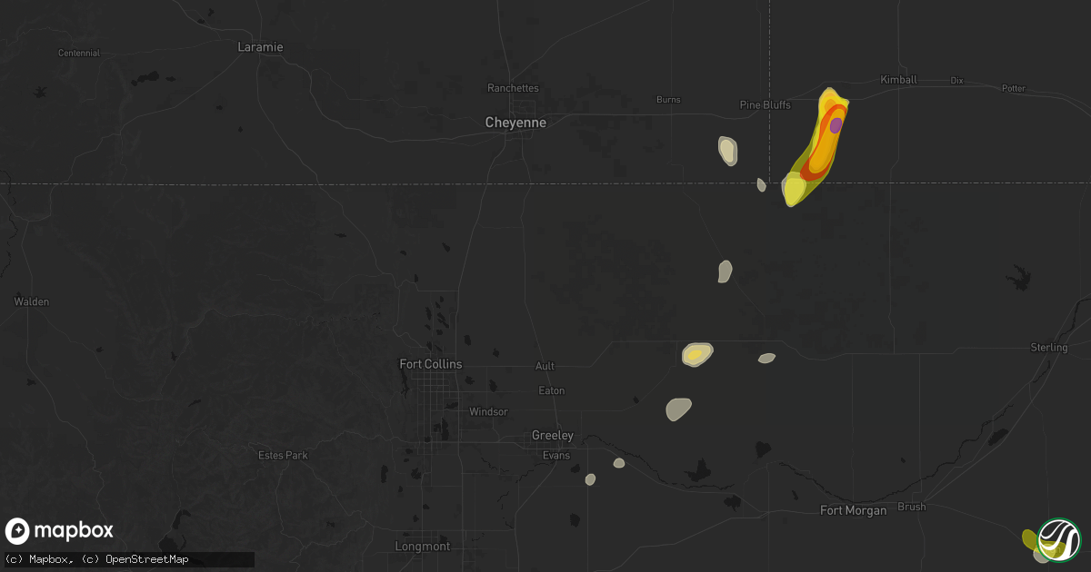 Hail map in Nunn, CO on May 30, 2026