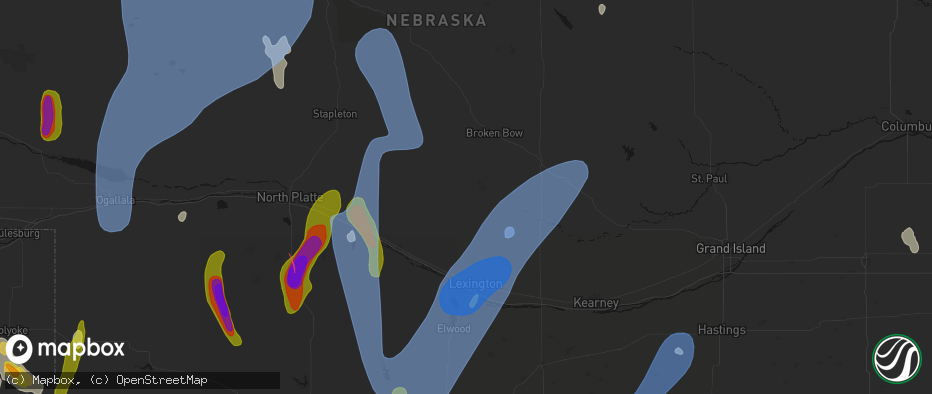 Hail map in Oconto, NE on May 30, 2026