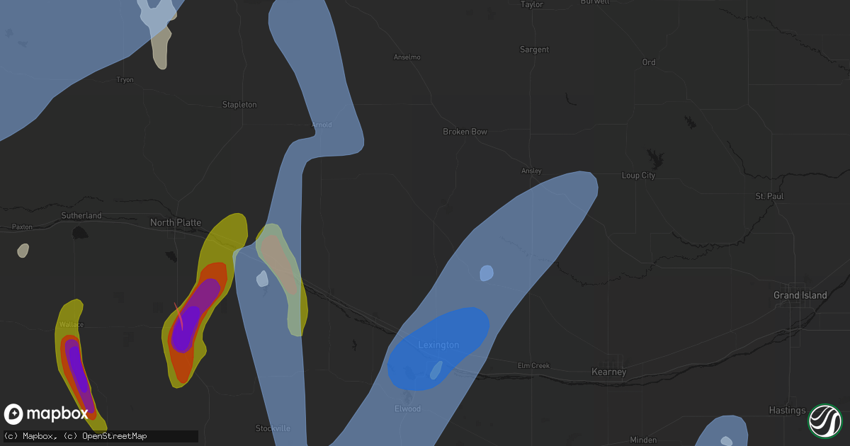 Hail map in Oconto, NE on May 30, 2026