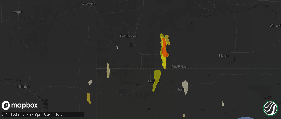 Hail map in Oelrichs, SD on May 30, 2026