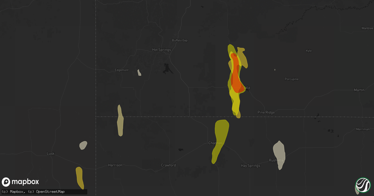 Hail map in Oelrichs, SD on May 30, 2026