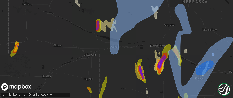 Hail map in Ogallala, NE on May 30, 2026