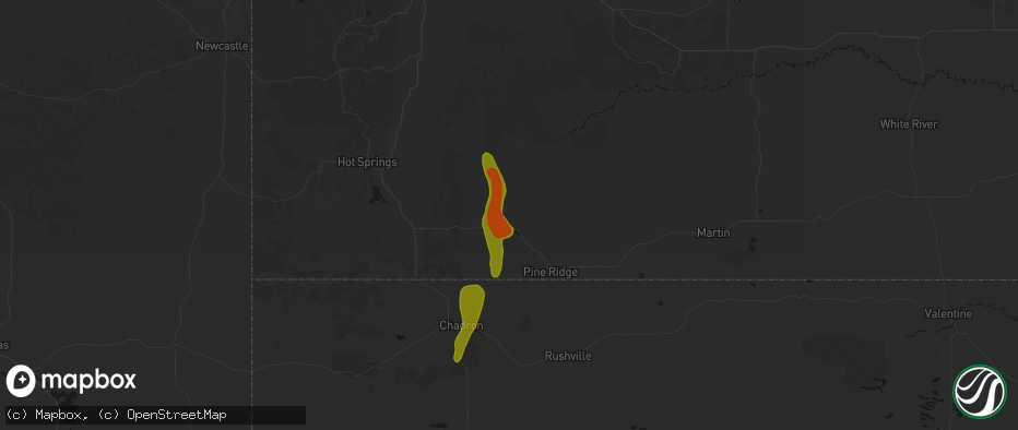 Hail map in Oglala, SD on May 30, 2026