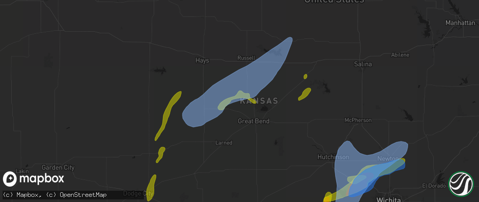 Hail map in Olmitz, KS on May 30, 2026