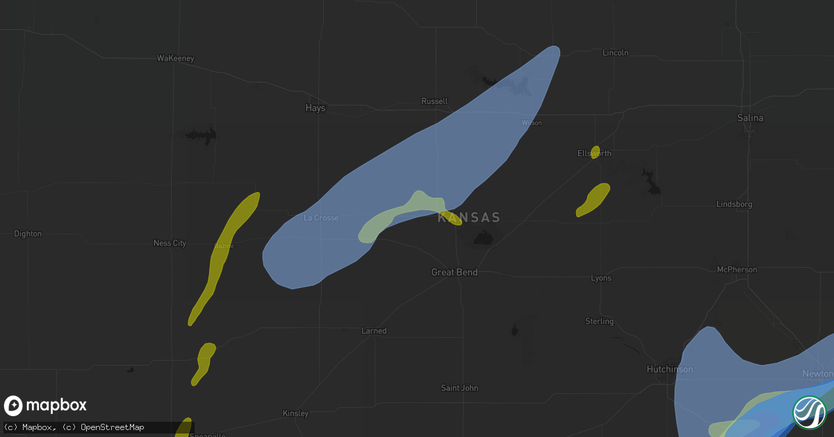 Hail map in Olmitz, KS on May 30, 2026