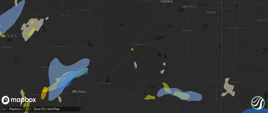 Hail map in Olpe, KS on May 30, 2026