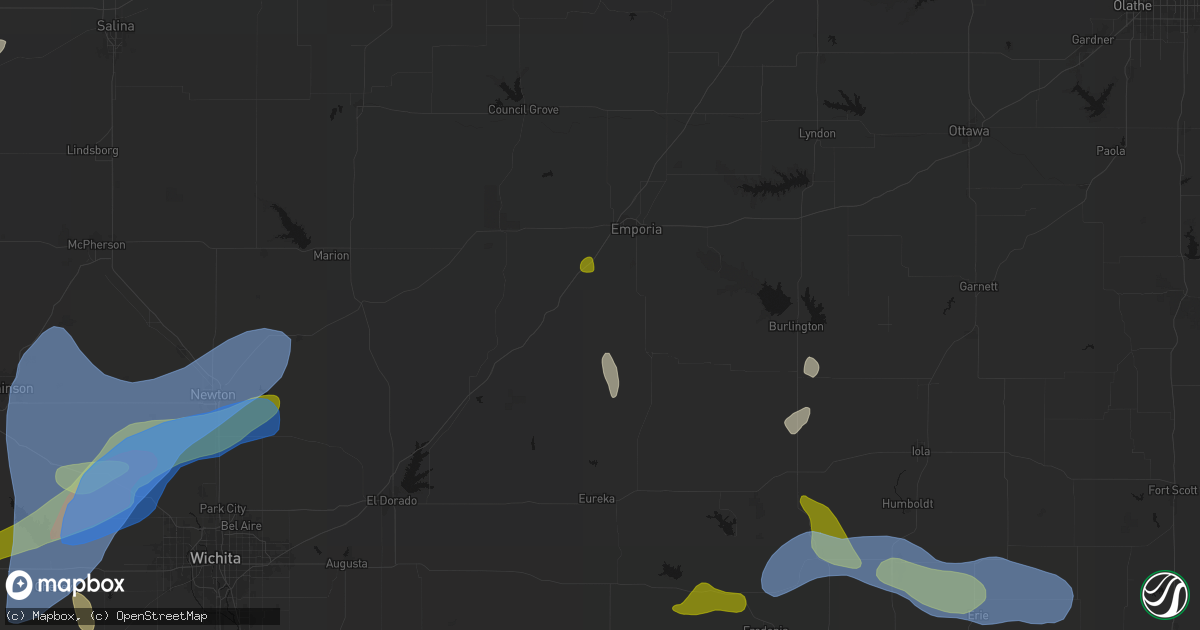 Hail map in Olpe, KS on May 30, 2026