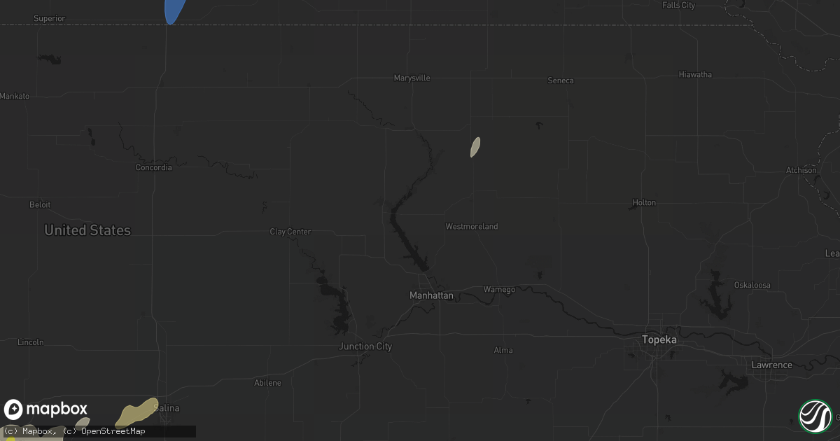 Hail map in Olsburg, KS on May 30, 2026