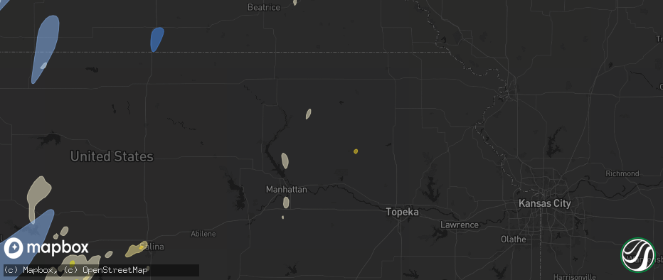 Hail map in Onaga, KS on May 30, 2026