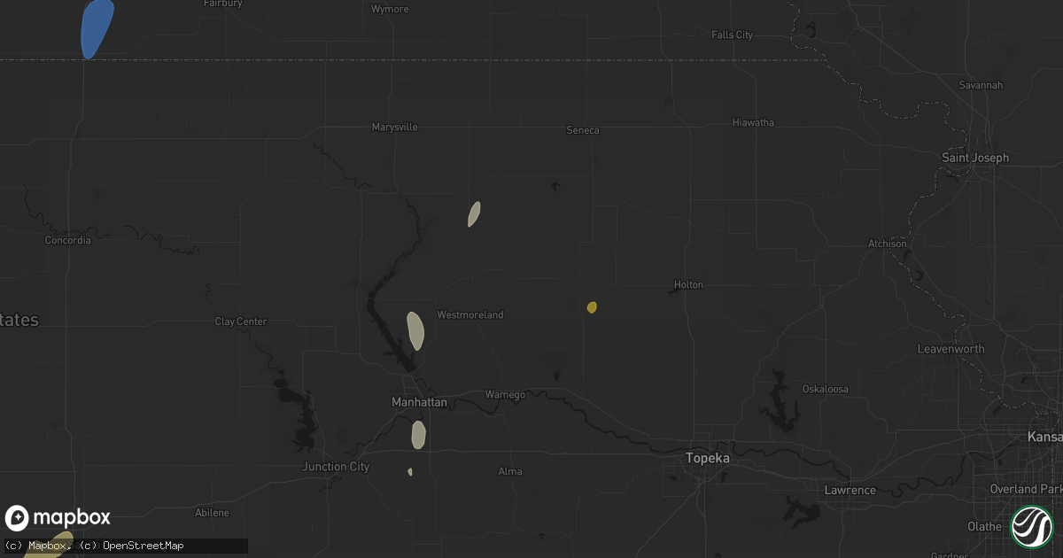 Hail map in Onaga, KS on May 30, 2026