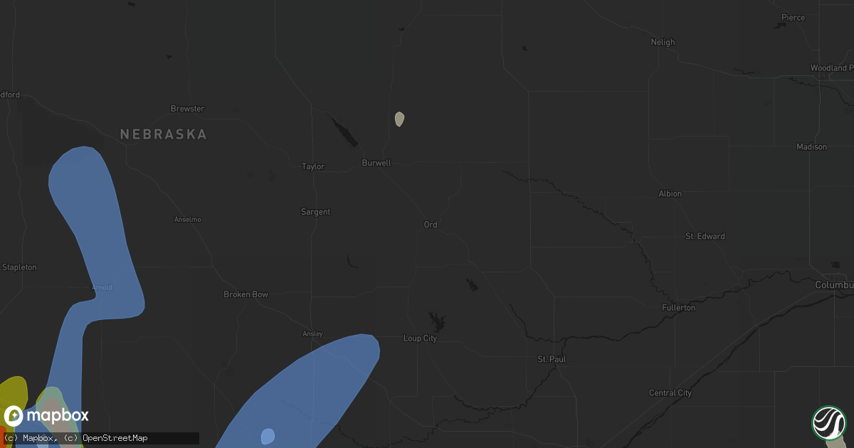 Hail map in Ord, NE on May 30, 2026