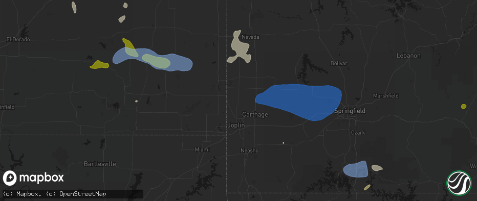 Hail map in Oronogo, MO on May 30, 2026