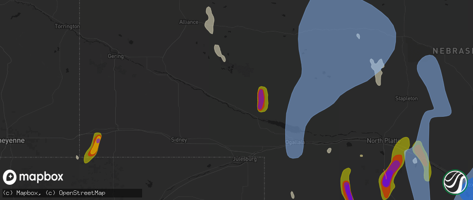 Hail map in Oshkosh, NE on May 30, 2026
