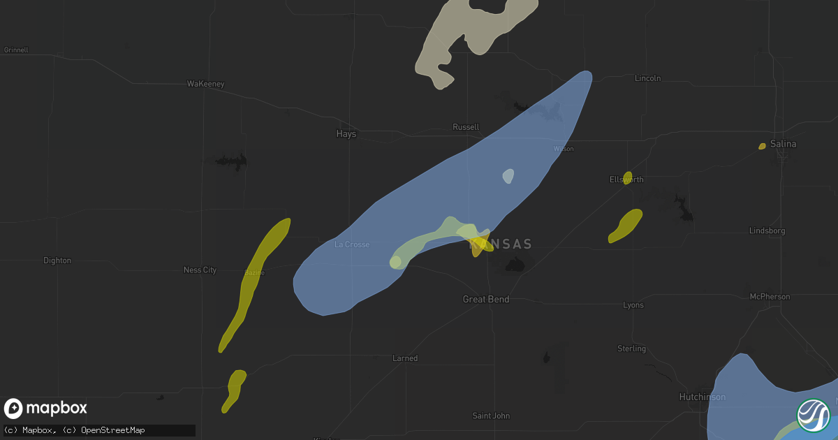 Hail map in Otis, KS on May 30, 2026