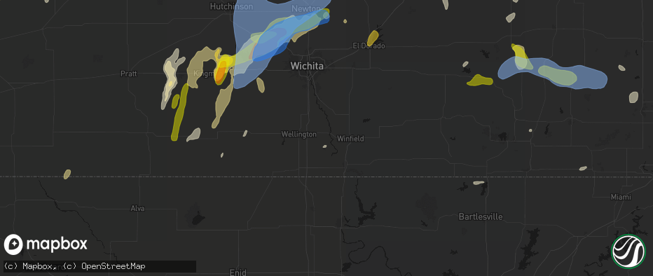 Hail map in Oxford, KS on May 30, 2026