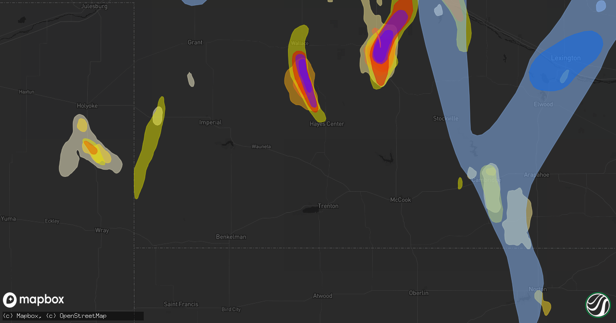 Hail map in Palisade, NE on May 30, 2026