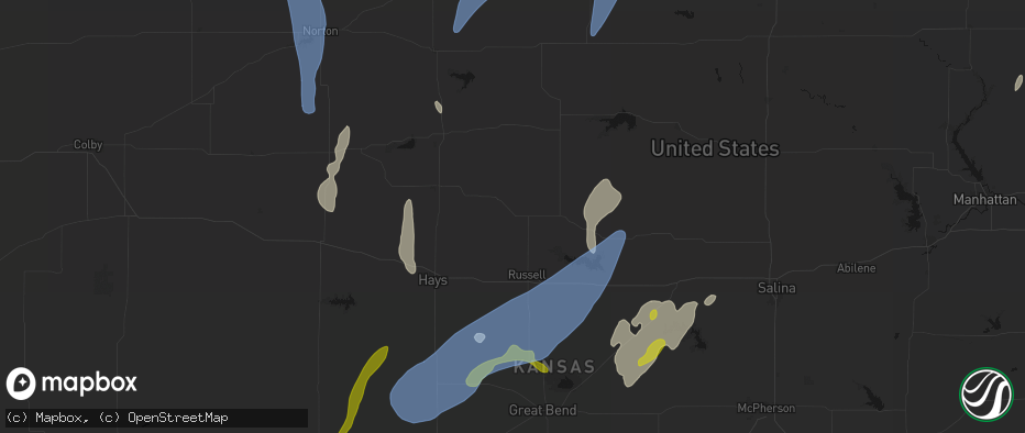 Hail map in Paradise, KS on May 30, 2026