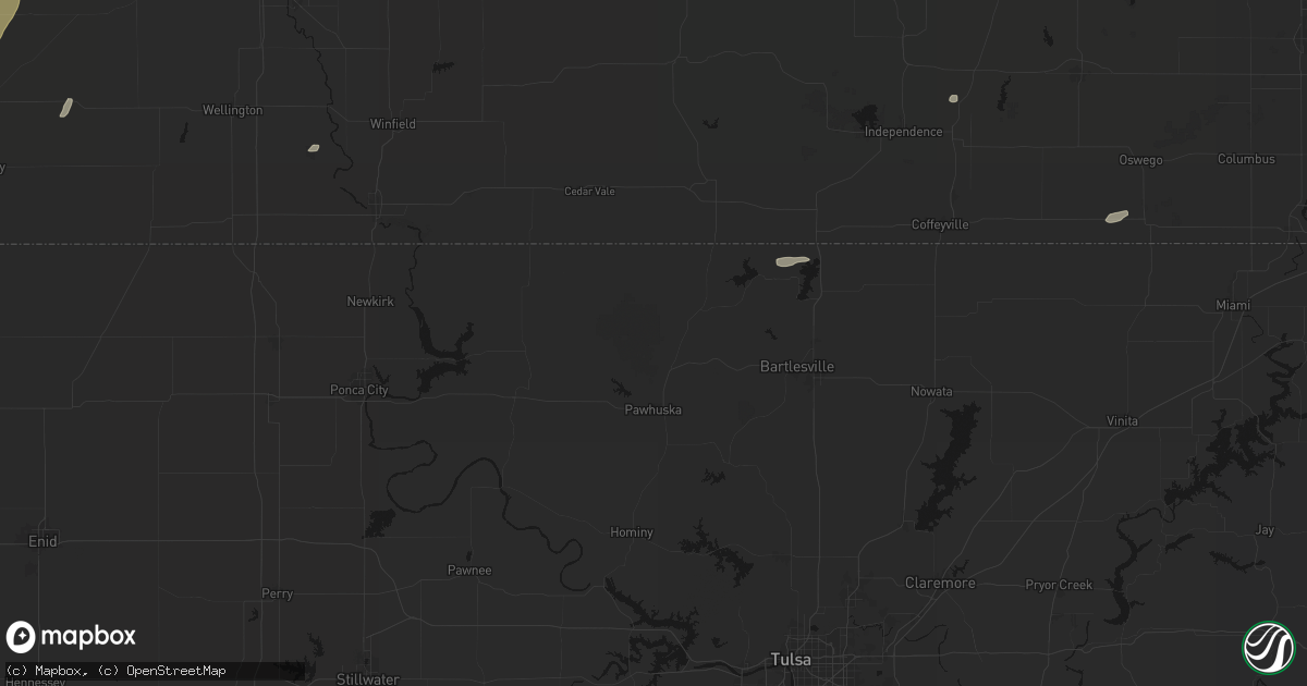Hail map in Pawhuska, OK on May 30, 2026