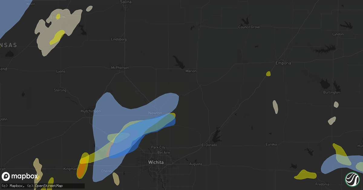 Hail map in Peabody, KS on May 30, 2026