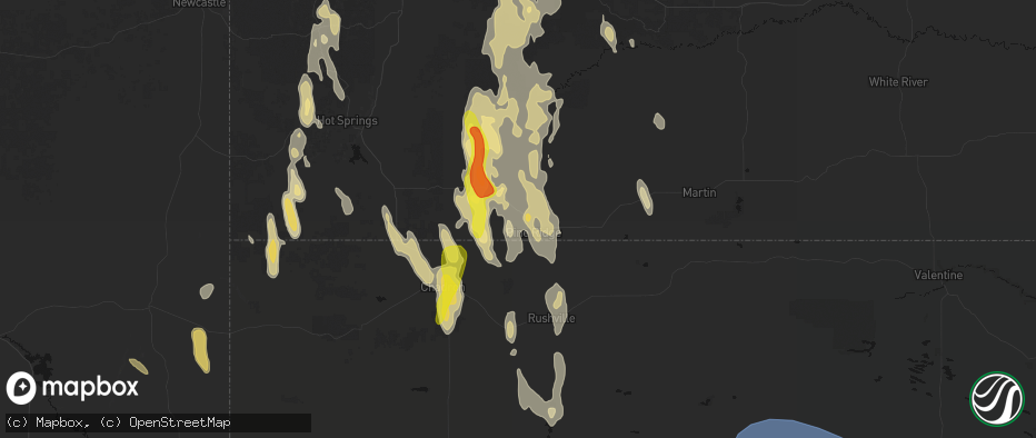 Hail map in Pine Ridge, SD on May 30, 2026