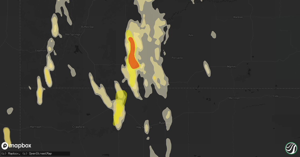 Hail map in Pine Ridge, SD on May 30, 2026