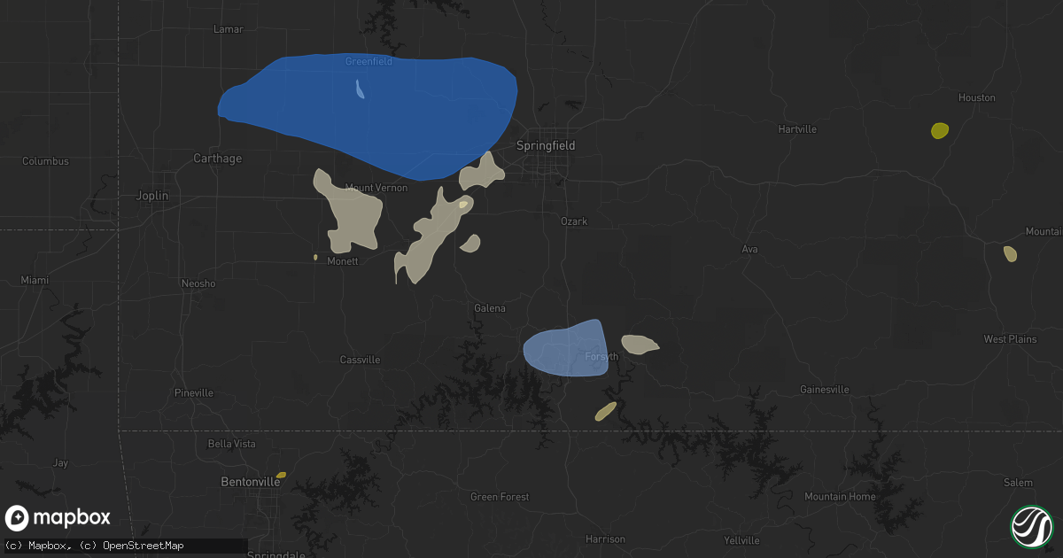 Hail map in Ponce De Leon, MO on May 30, 2026
