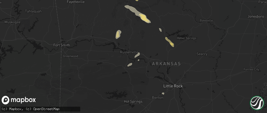 Hail map in Pottsville, AR on May 30, 2026