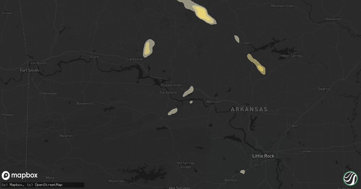 Hail map in Pottsville, AR on May 30, 2026