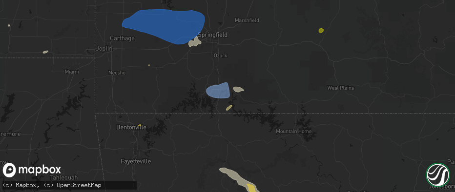 Hail map in Powersite, MO on May 30, 2026