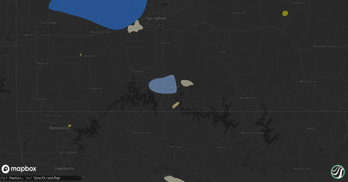 Hail map in Powersite, MO on May 30, 2026