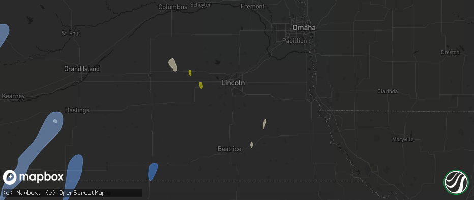 Hail map in Roca, NE on May 30, 2026