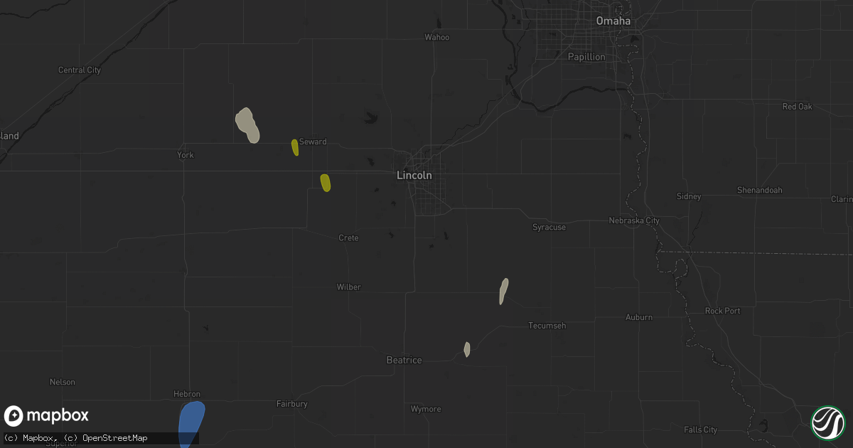 Hail map in Roca, NE on May 30, 2026