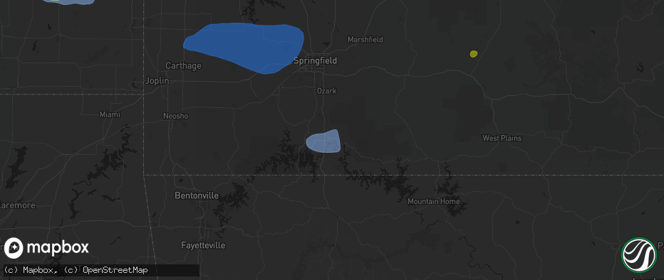 Hail map in Rockaway Beach, MO on May 30, 2026