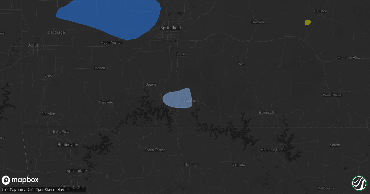 Hail map in Rockaway Beach, MO on May 30, 2026