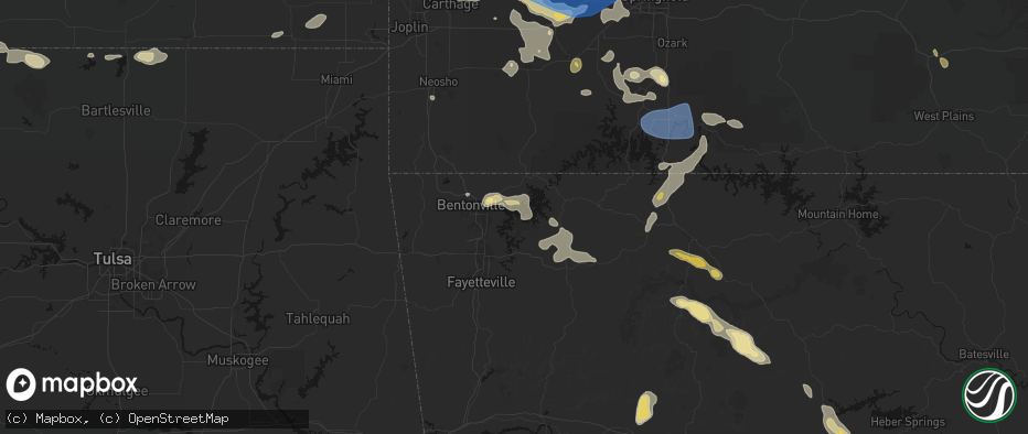 Hail map in Rogers, AR on May 30, 2026