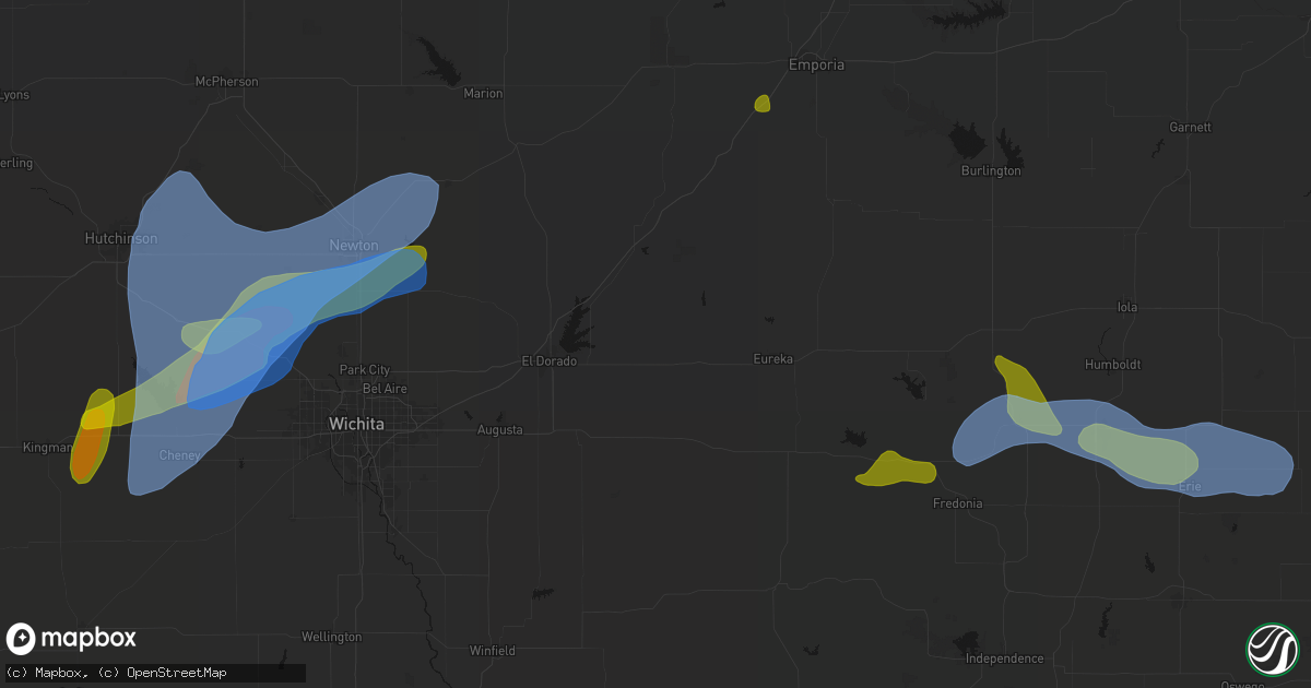 Hail map in Rosalia, KS on May 30, 2026