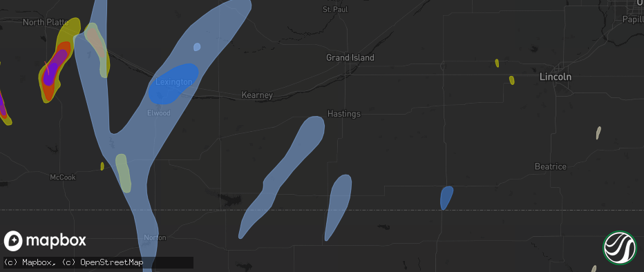 Hail map in Roseland, NE on May 30, 2026