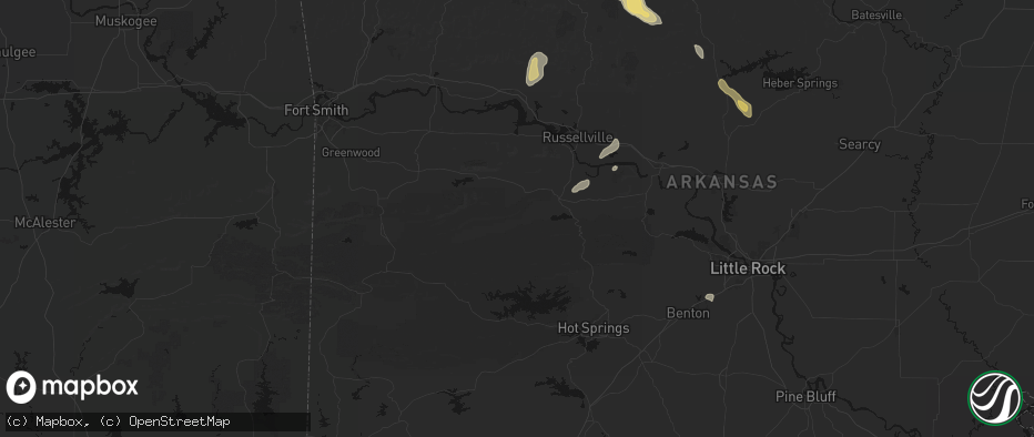 Hail map in Rover, AR on May 30, 2026