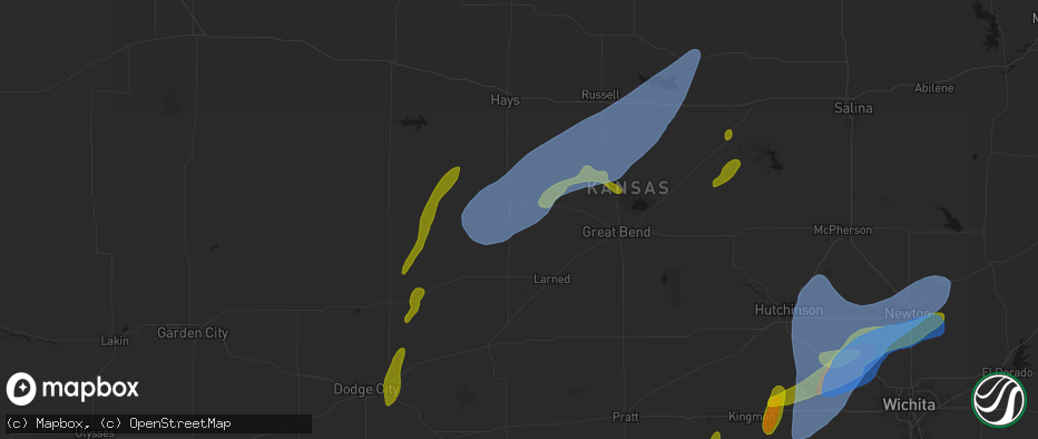Hail map in Rush Center, KS on May 30, 2026