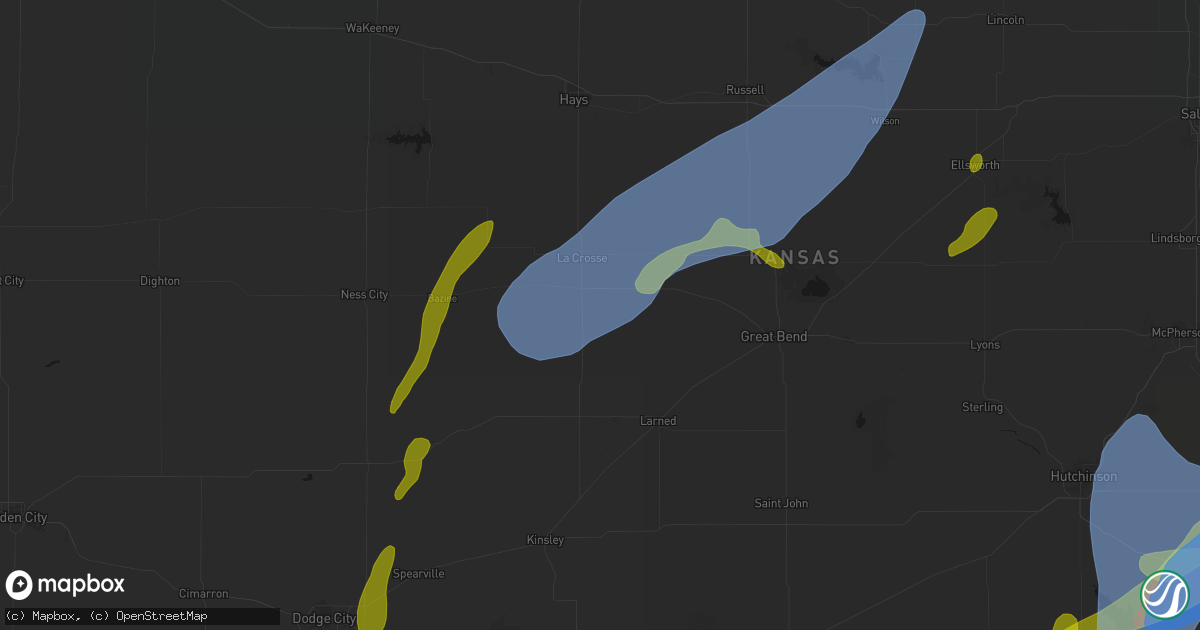 Hail map in Rush Center, KS on May 30, 2026