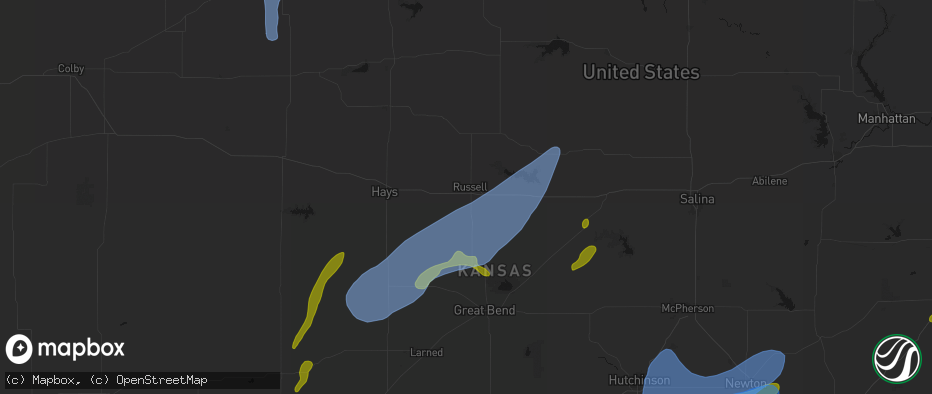Hail map in Russell, KS on May 30, 2026