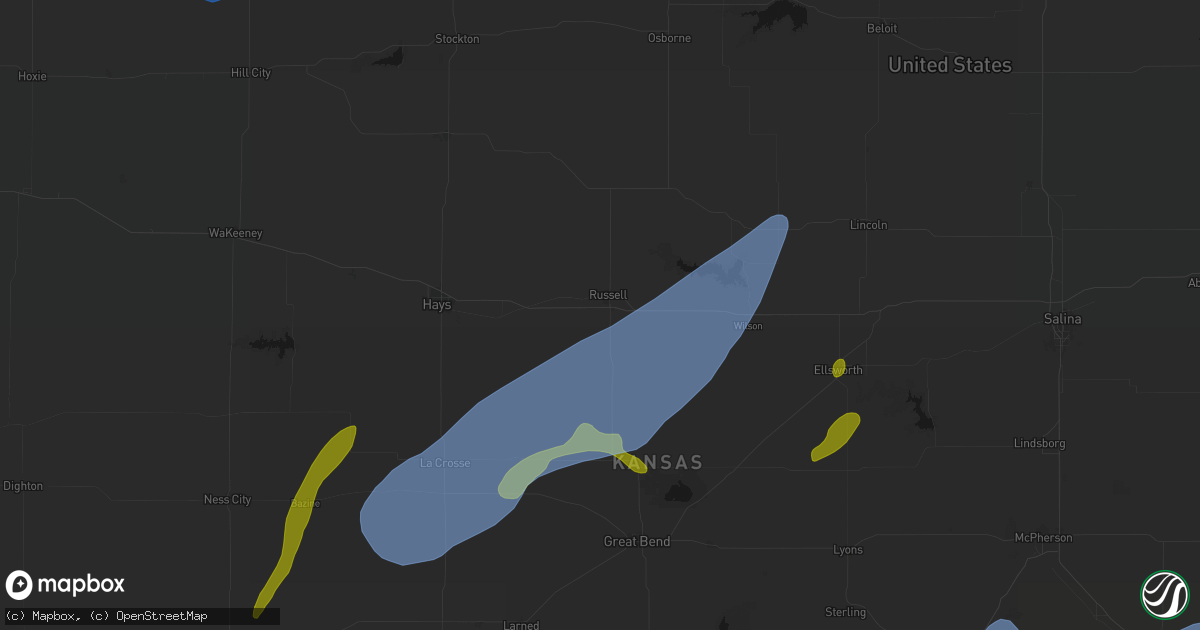 Hail map in Russell, KS on May 30, 2026