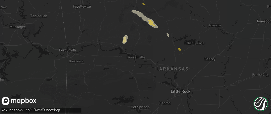 Hail map in Russellville, AR on May 30, 2026