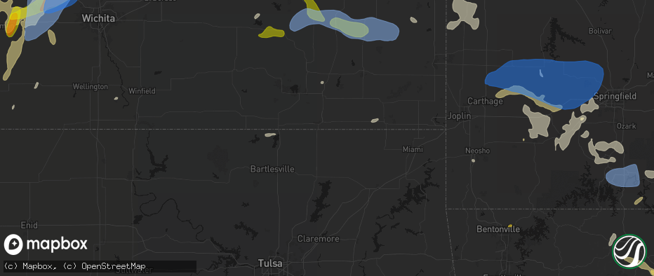 Hail map in S Coffeyville, OK on May 30, 2026