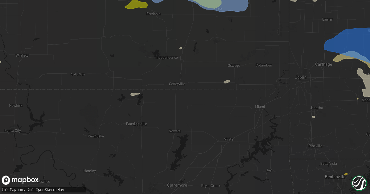 Hail map in S Coffeyville, OK on May 30, 2026