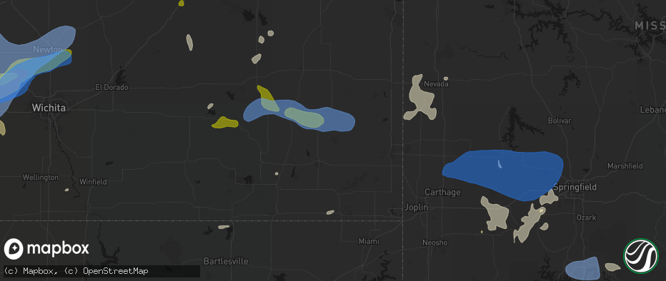 Hail map in Saint Paul, KS on May 30, 2026