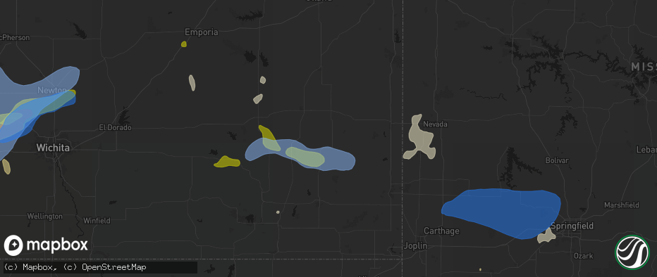 Hail map in Savonburg, KS on May 30, 2026